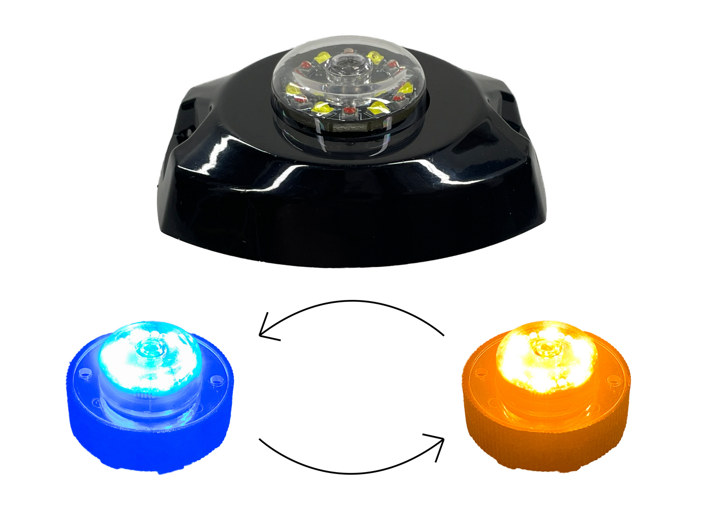 Dual Color [Amber/White/Blue/Red] High Intensity Hideaway Emergency Warning Strobe Police Light Internal Flasher/Driver & Surface Mount Flange Incl.